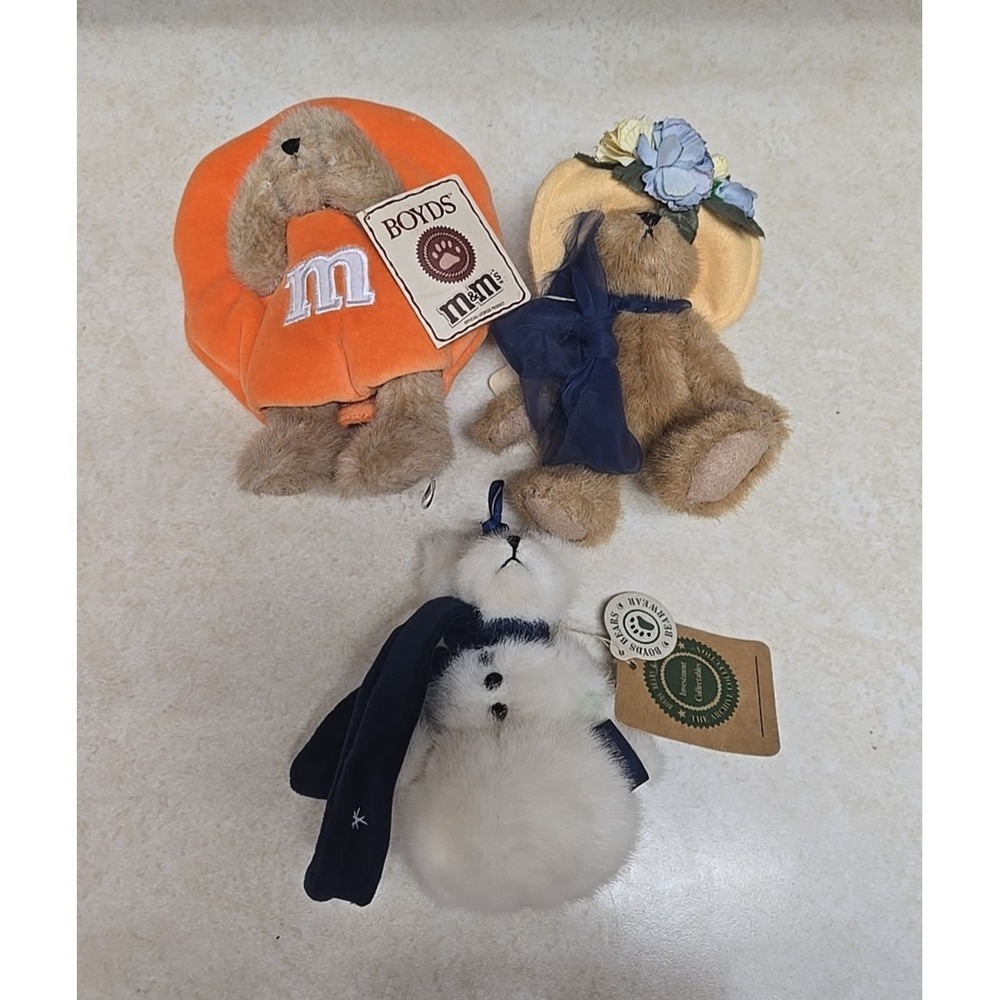 Lot of 3 NWT Vtg Boyds Bears M&M's, Nanette Dubeary Plush Stuffed Animal Toy‎